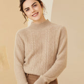 Warm Mock neck Long Sleeve Cashmere Sweater